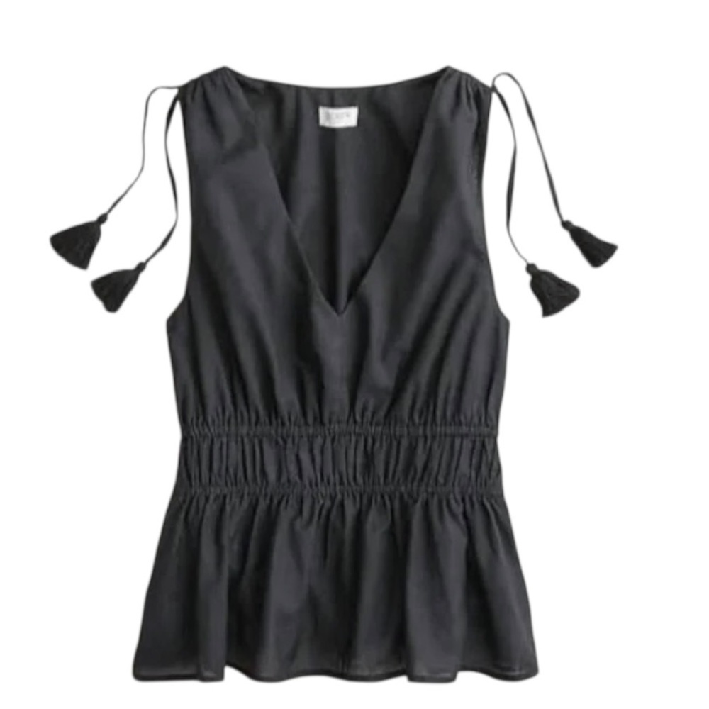 J.Crew V-Neck Cotton Voile Top in black